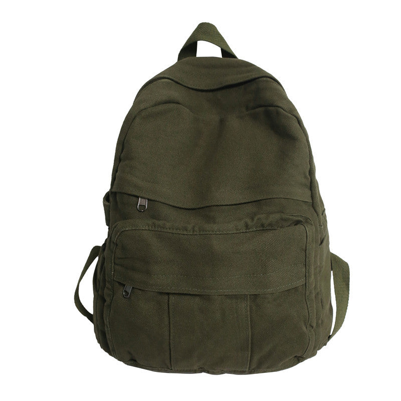 Washed Solid Color Canvas Schoolbag