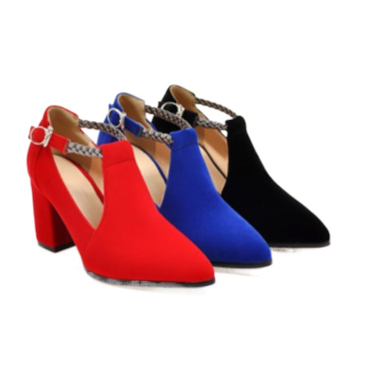 Women's Pointed Toe Buckle Thick High Heel Sandals