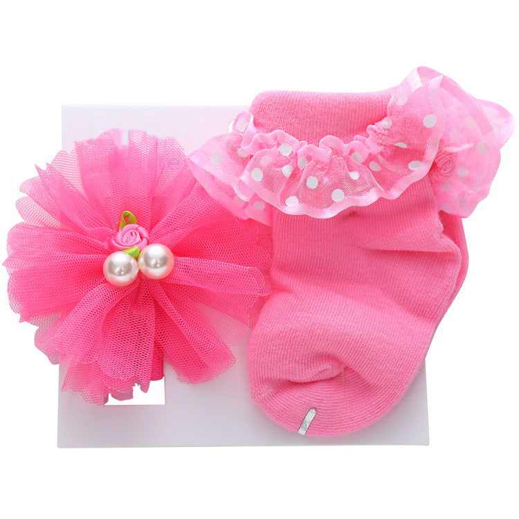 Cute Princess Lace Baby Socks Headband Set