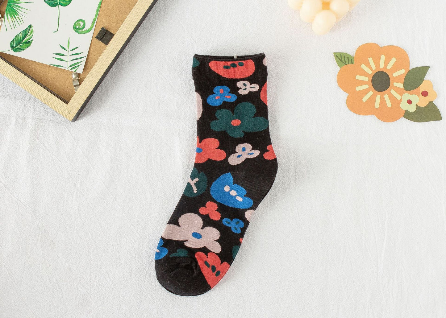Summer Small Flower Socks Japanese Color Matching Cotton Socks Tube