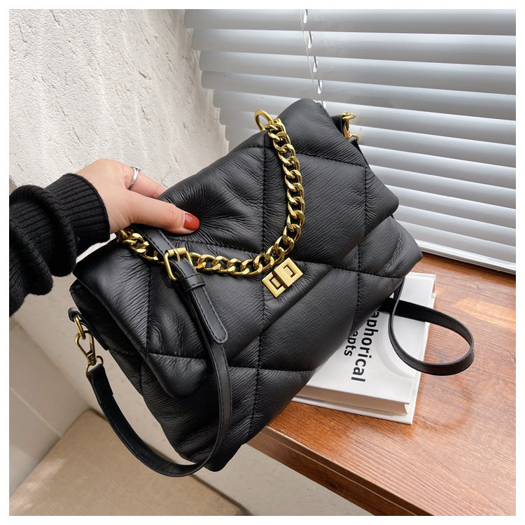 Diamond Crossbody Soft Leather Chain Large Bag