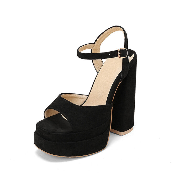 Hollow Chunky Satin High Heel Fish Mouth Women's Shoes