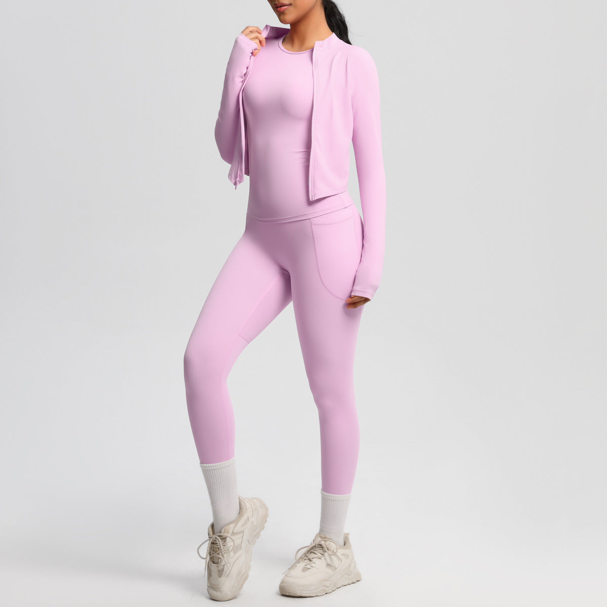 Women's Tight Sports Zipper Jacket Slimming Fitness Suit