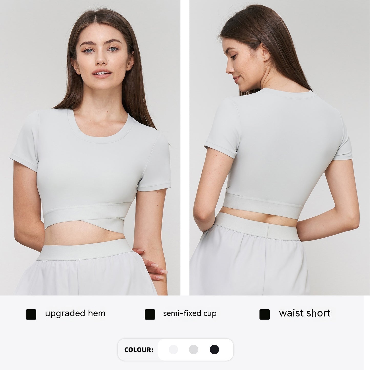 Short Sleeve Semi Fixed Cup High Elastic Top