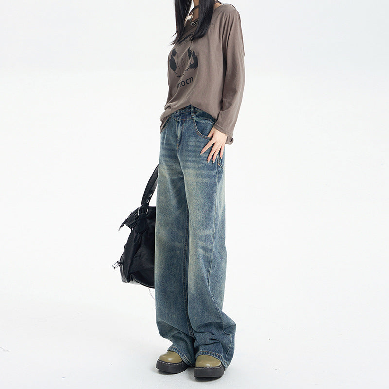 Fashion Retro Wide Leg Jeans For Women