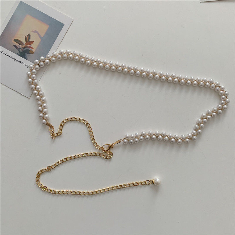 Simple Four Seasons Versatile Beaded Women's Metal Waist Chain
