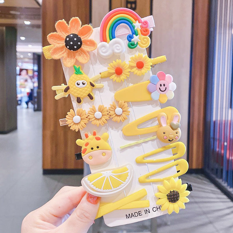 14PCS Toddler Hair Accessories Set  Colorful Rainbow Barrettes, Pins, Candy Fruits, Butterflies For Kids' Stylish Hairstyles