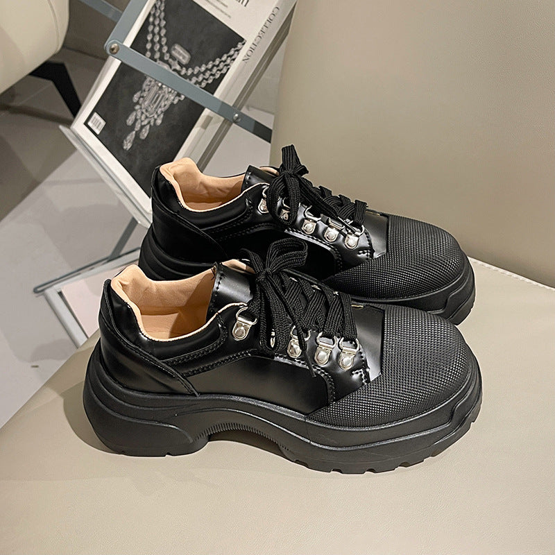 Platform Leather Shoes Female British Style