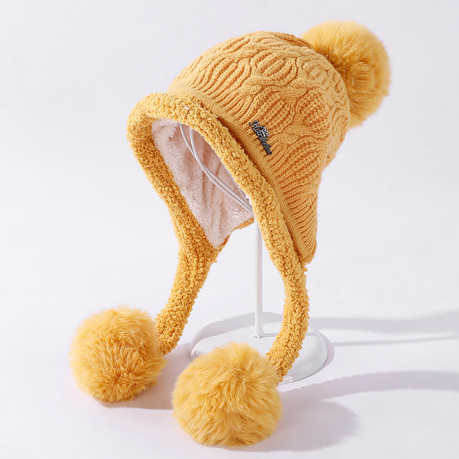 Ladies Autumn And Winter New Style Stitching Lamb Wool Hat