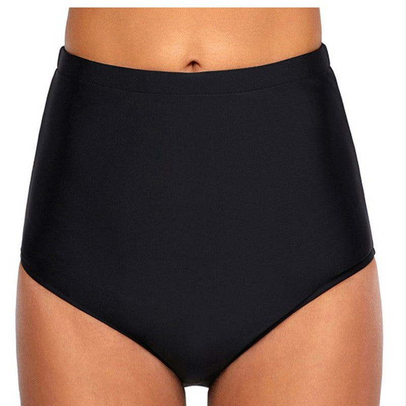 High-waist Solid Color Briefs Anti-glare Bikini