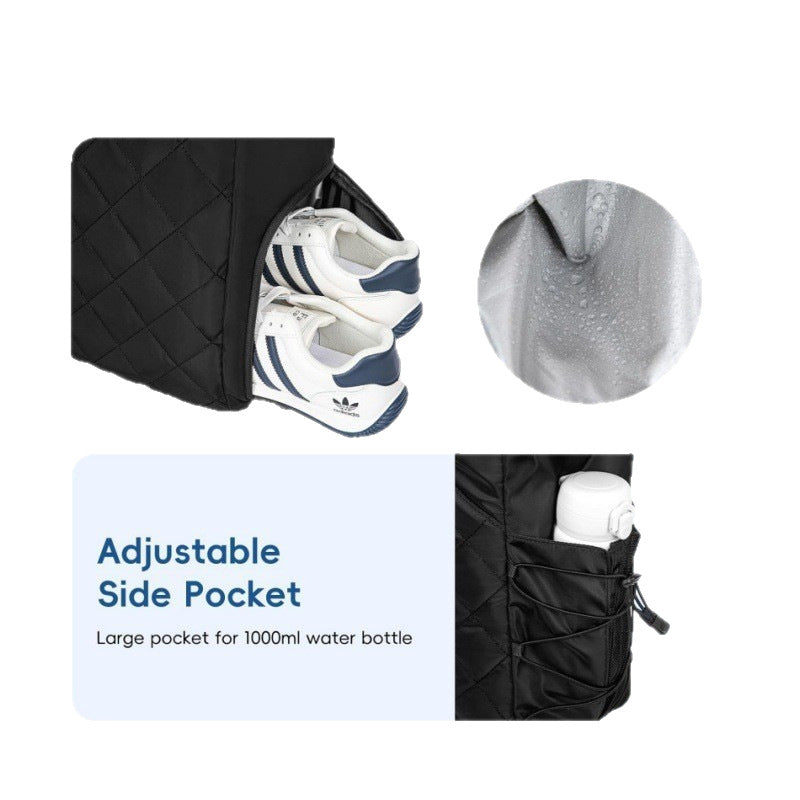 Multi-functional Tennis Tote With A Shoe Compartment And Oversized Quilting