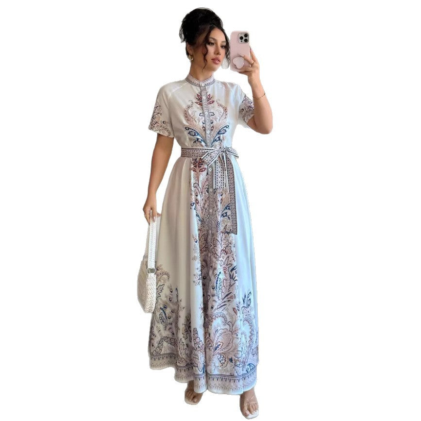 Elegant Lapel Single-breasted Button-up Shirt Dress