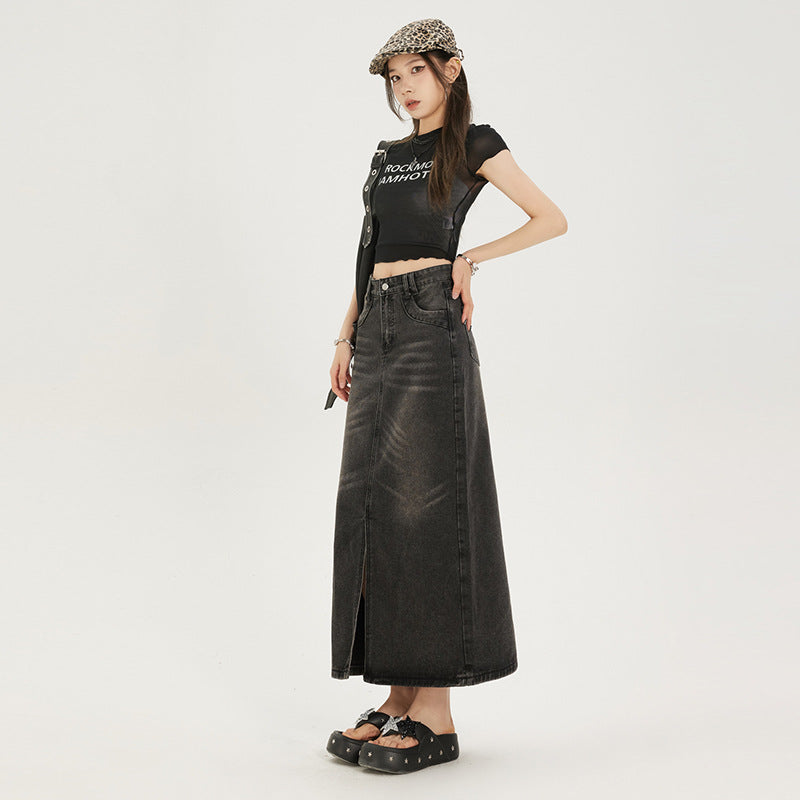 Fashionable American Retro Denim Skirt For Women