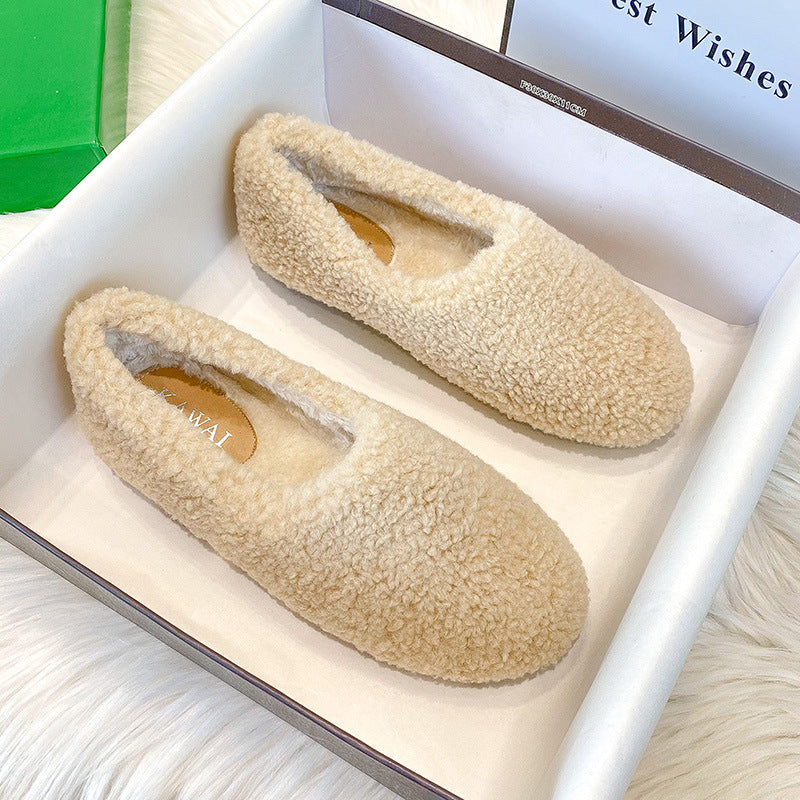 Women's Versatile Casual Padded Lambswool Flat Shoes