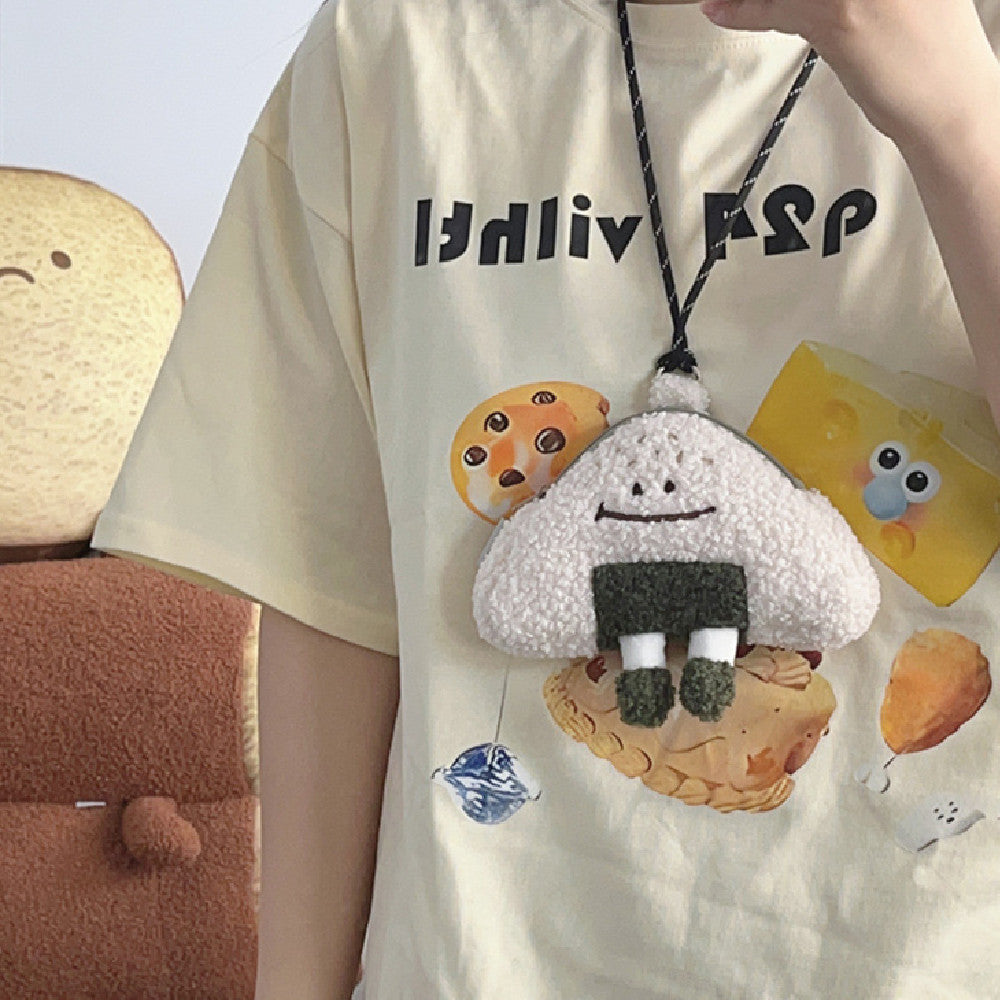 Cartoon Cute Expression Rice Ball Messenger Bag Halter