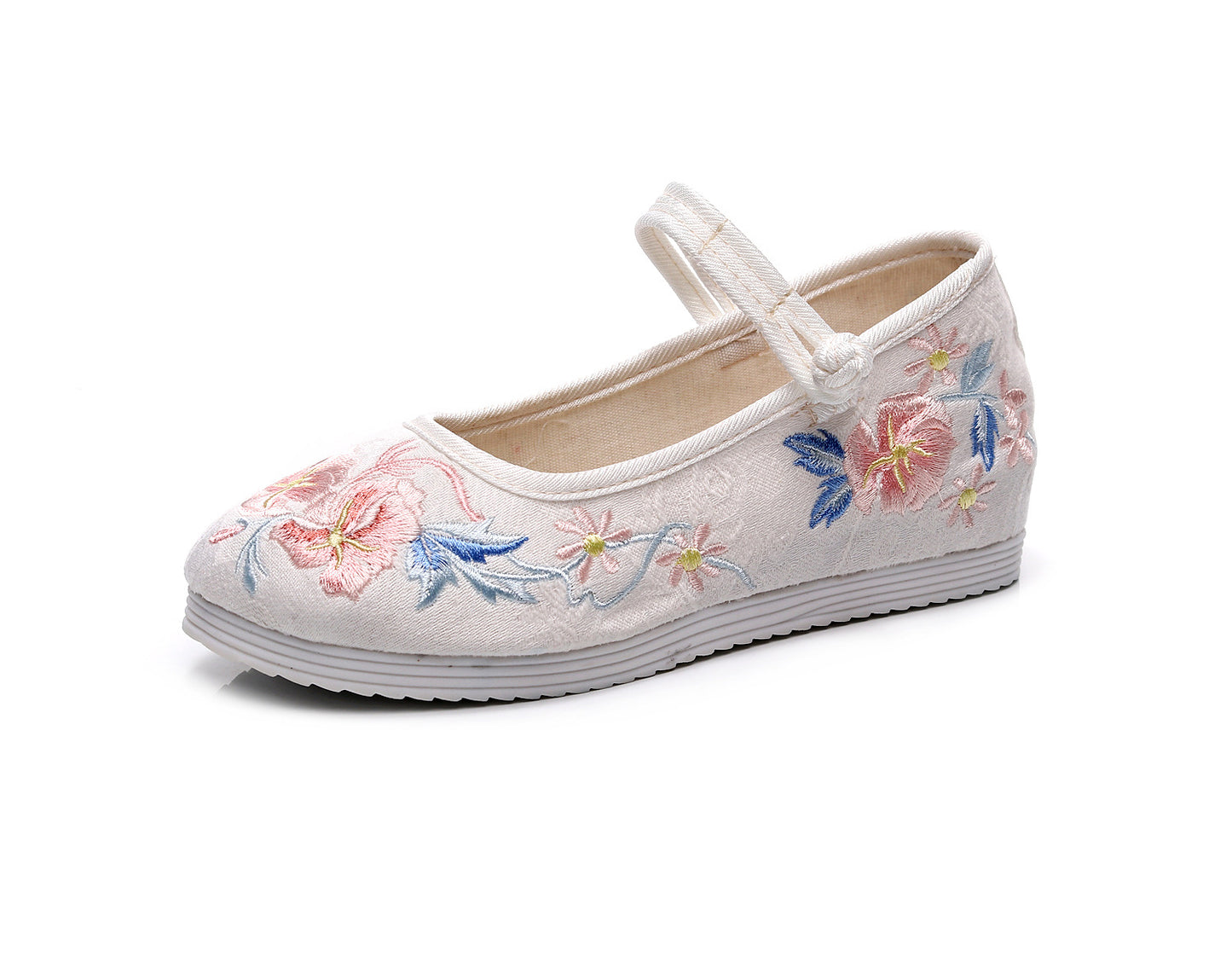 Chinese Style Round Head Embroidered Female Flat Cloth Shoes