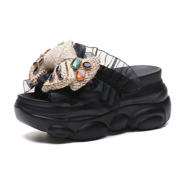 Women's All-match Platform Sandals And Slippers With Bowknot