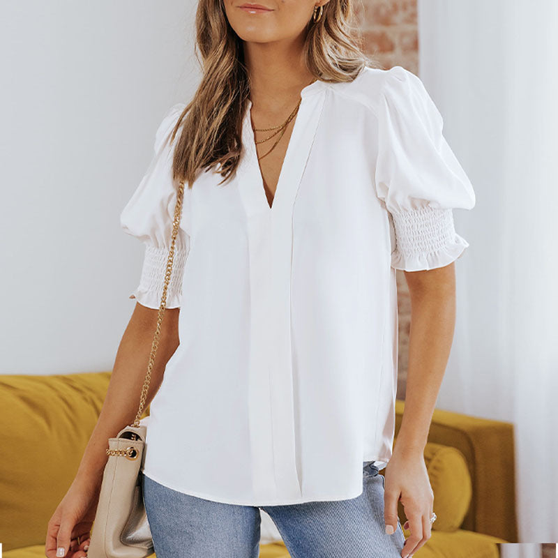 Shiying New V-neck Half Sleeve Shirt For Women