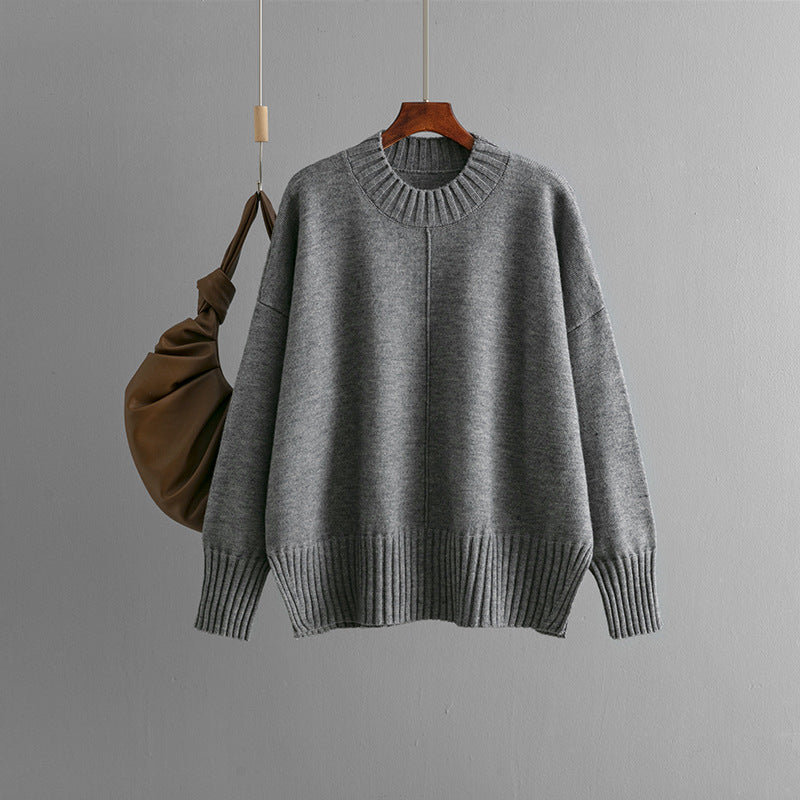 Round Neck Sweater Women's Pullover Sweater Long Sleeve