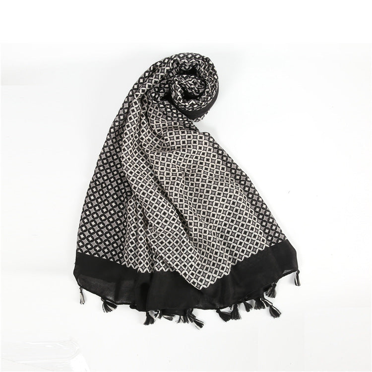 Simple Temperament Ladies Cotton And Linen Scarf