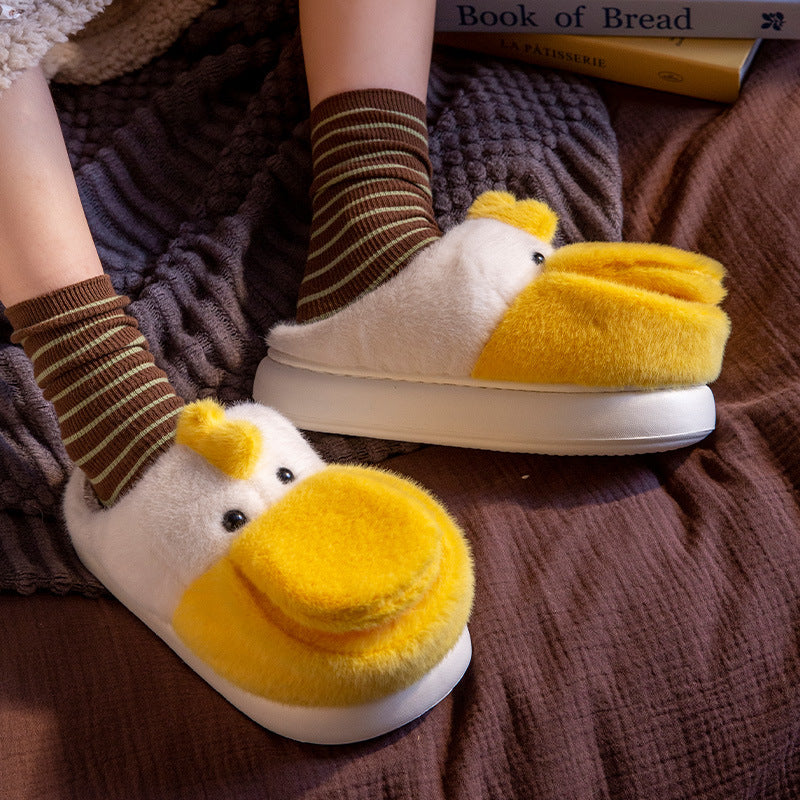 Women's Big Mouth Duck Thick Bottom And Warm Keeping Fleece-lined Home Indoor Cotton Slippers