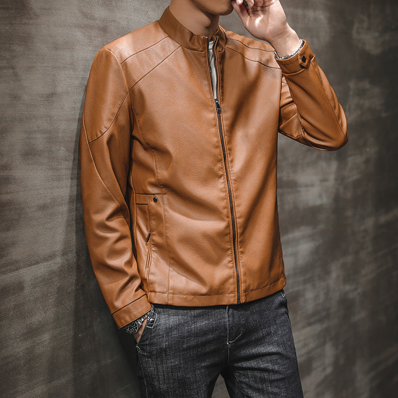 Fashion Men's Leather Coat Youth Trendy