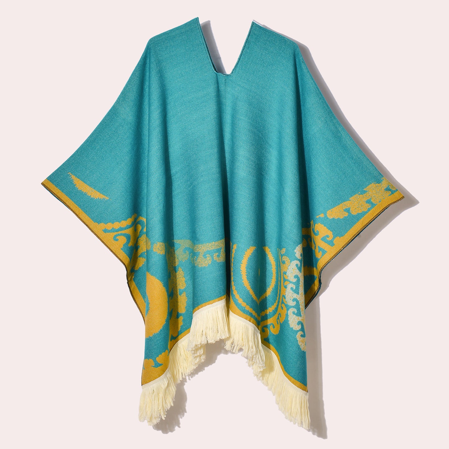 Western Denim Style Men's And Women's Shawl Tassel Pullover Keep Warm Outdoor Large Cloak