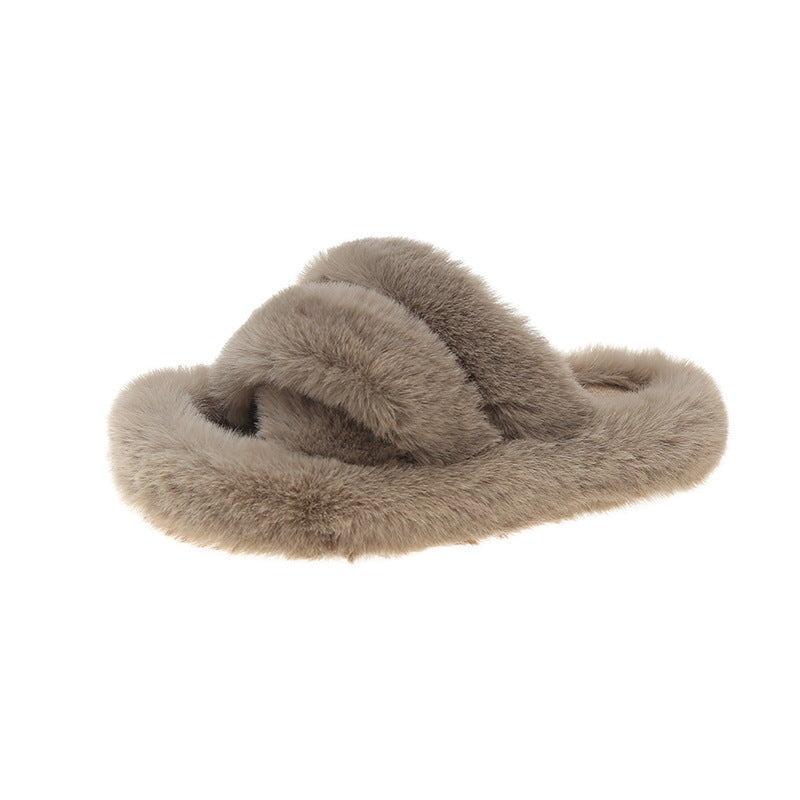 Plus Size Slippers Women's Outer Wear Thick Bottom Three Bars Cross