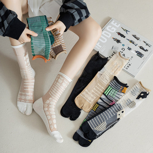 Two-toe Glass Stockings Women's Transparent Crystal