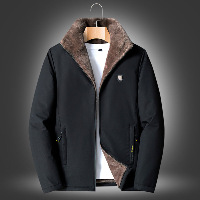 Middle-aged Men's Cotton Jacket Plus Velvet Thickening