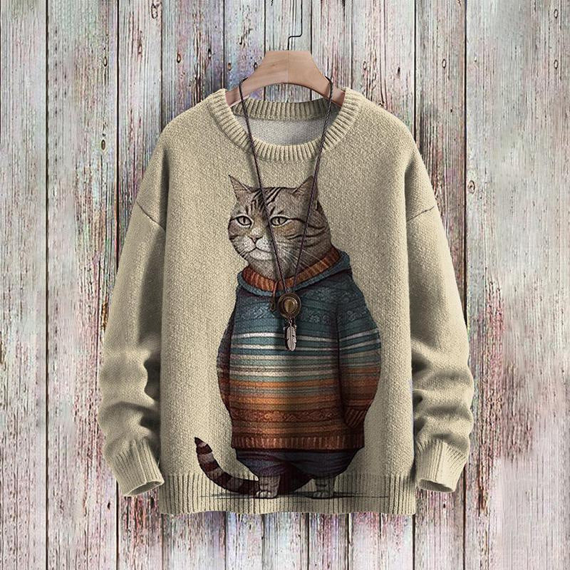 Abstract Style Digital Printing Drop-shoulder Long-sleeve Women's Sweater Casual All-matching