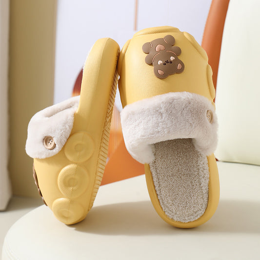 Baer Fluffy Slippers Vinter Aftagelige Vaskbare Hjemmesko til Kvinder