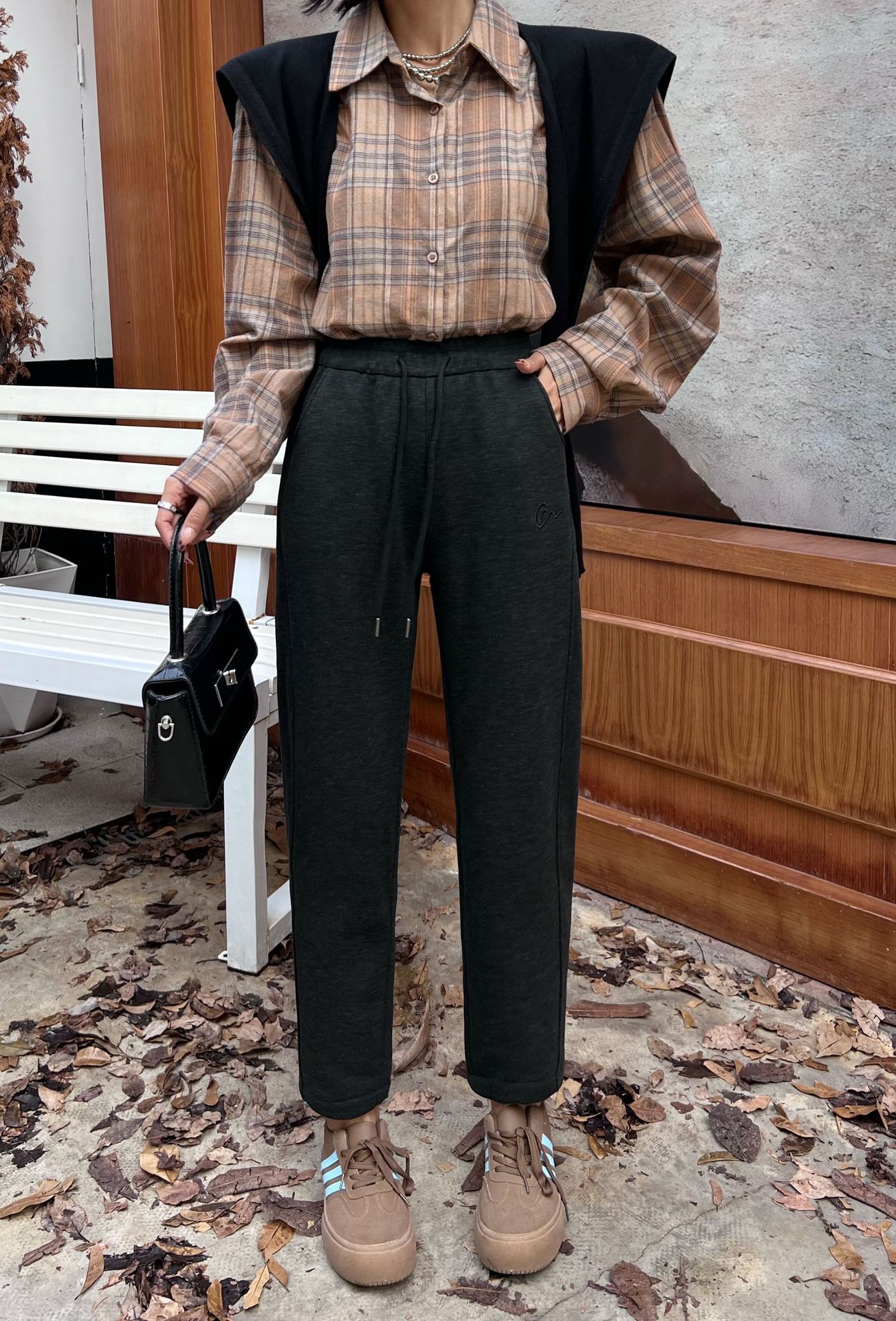 Fleece-lined Thick Casual Pants Women's Antelope Velvet High Waist