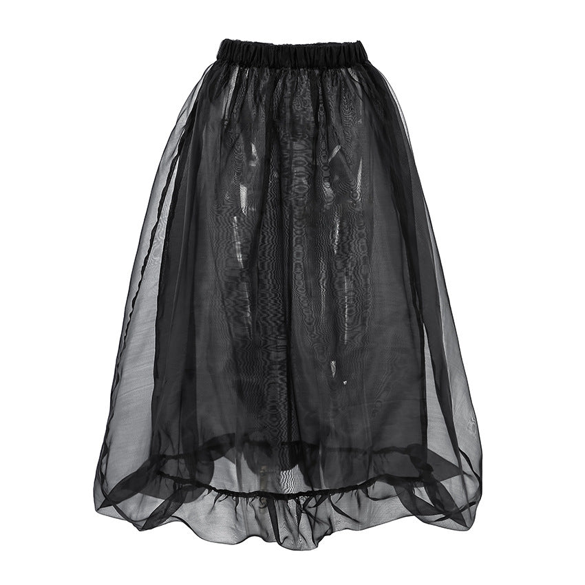 Black Sexy See-through Mesh High Waist Skirt