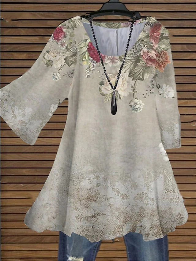 Multi-color Floral Print Cool V-neck Women's Blouse