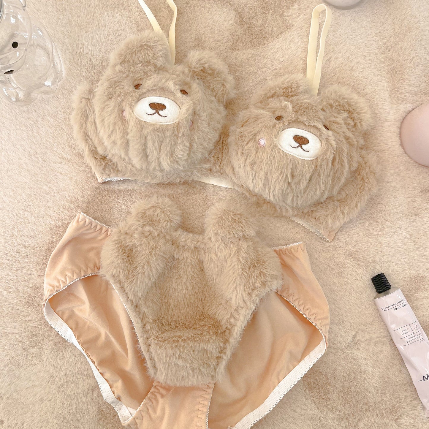 Lady Cartoon Plush Bear Bra Set
