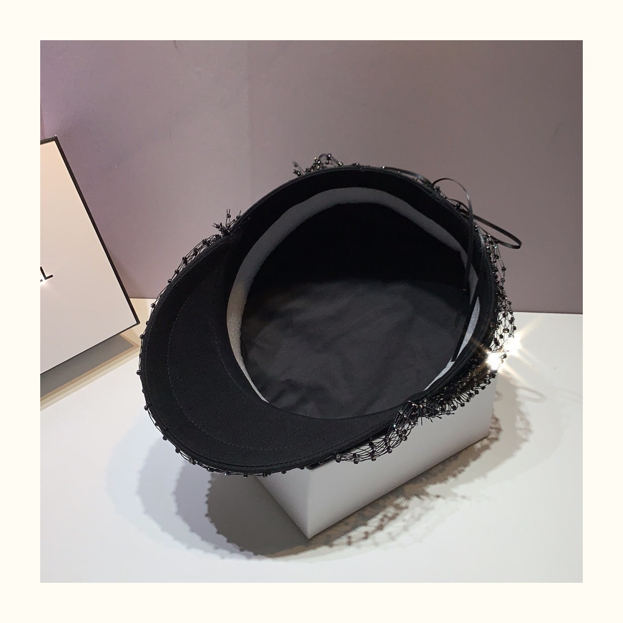 Heavy Embroidery Hot Drilling Mesh Black Navy Hat