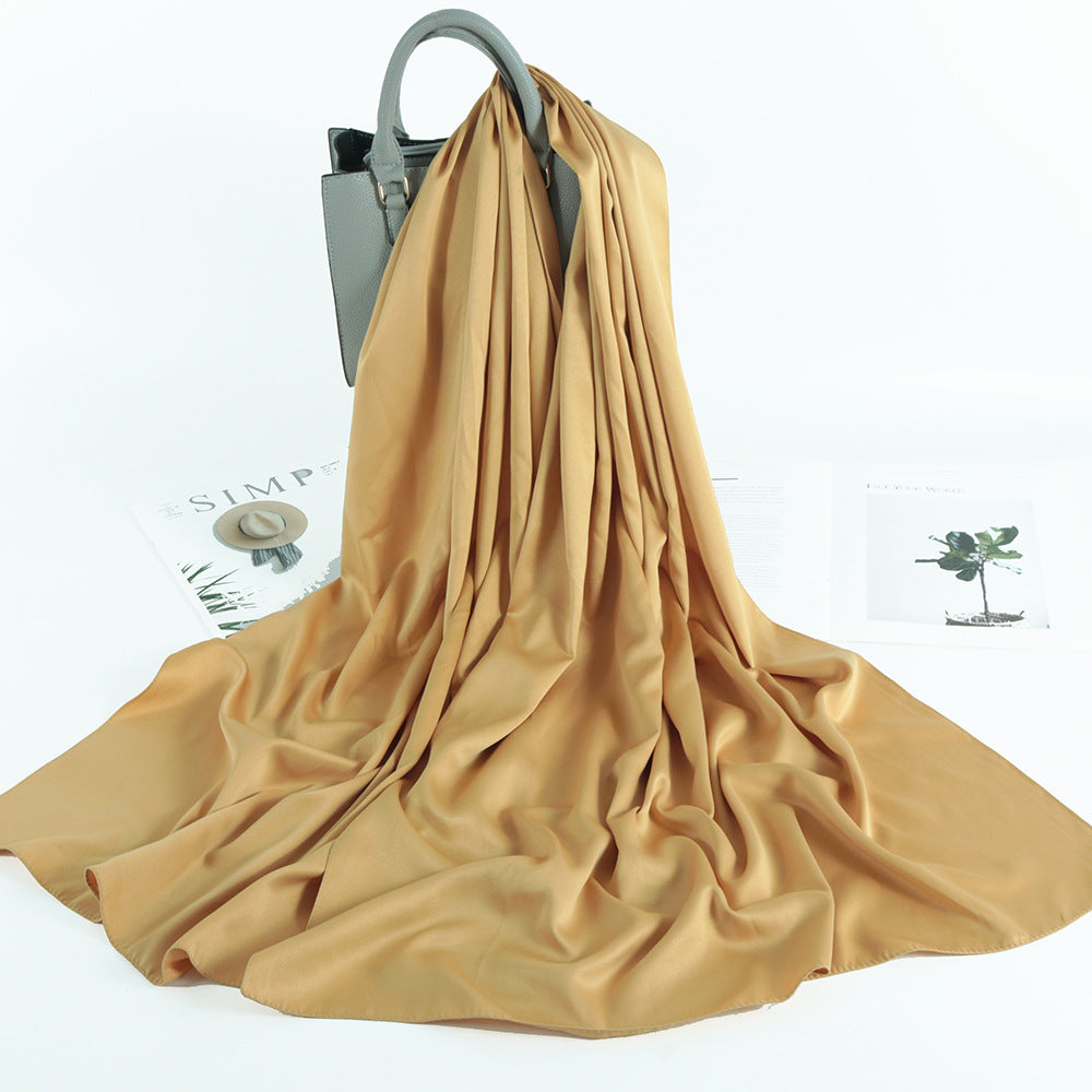 Solid Color Casual Malay Scarf Satin Shawl