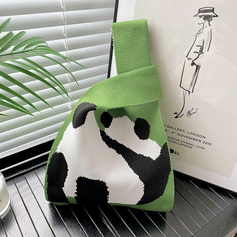 Vesttaske Strikket Sød Panda Skuldertaske