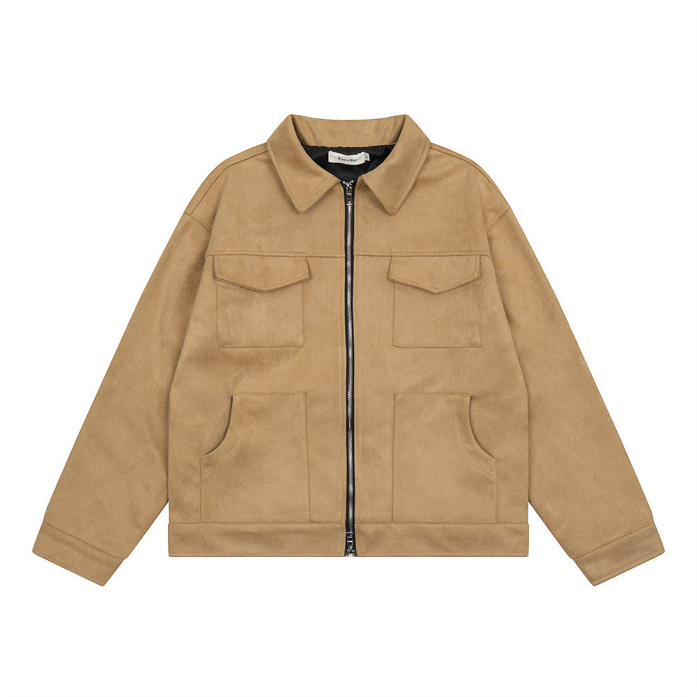Solid Color Long Sleeve Lapel Pilot Jacket Versatile Trendy