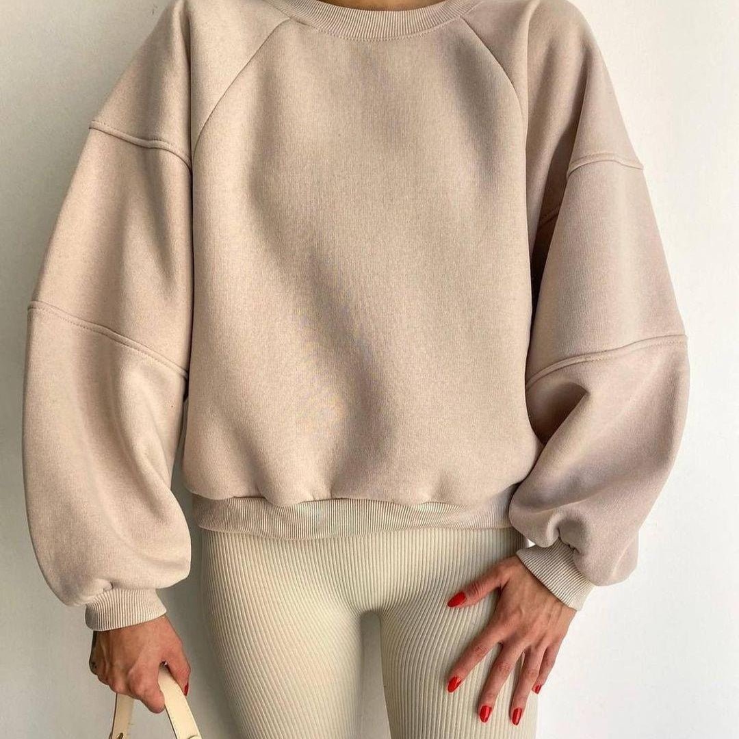 Ny rundhalset strikket langærmet ren sweater til kvinder