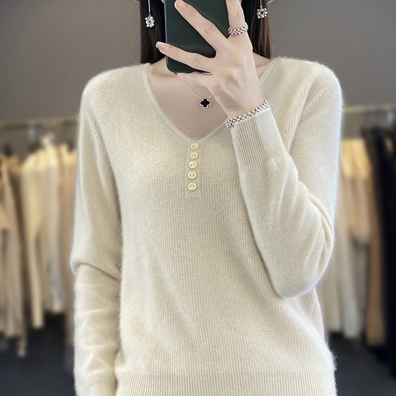 Women's Long-sleeved Sweater Top With Tie Buckle