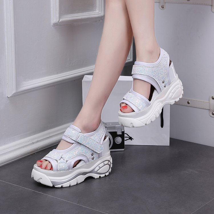 Platform Sandals Women's Slope Heel Platform Platform Sandals Open-toe Students' Inner Height Increase Women's Shoes