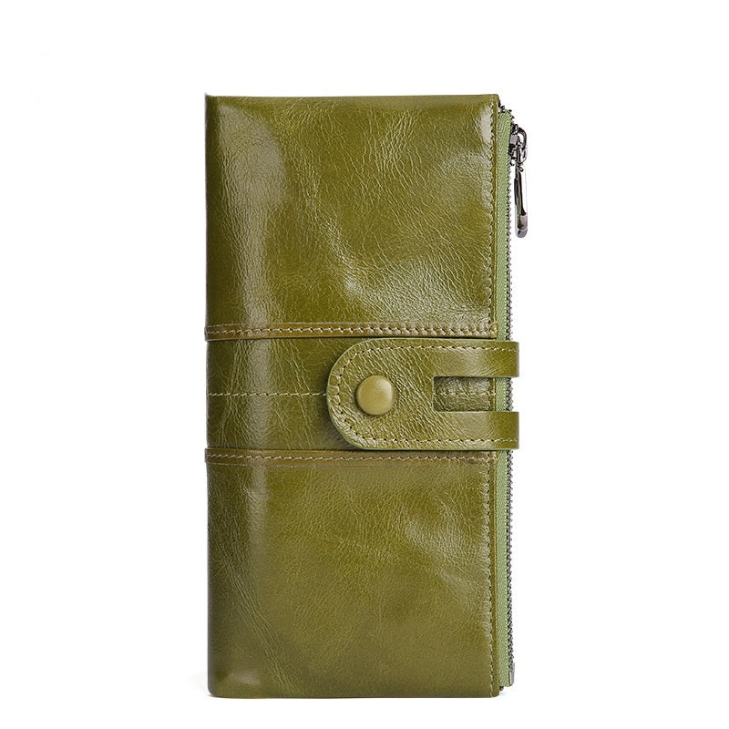Retro Women's Leather Wallet Fashion Rfid Long Wallet