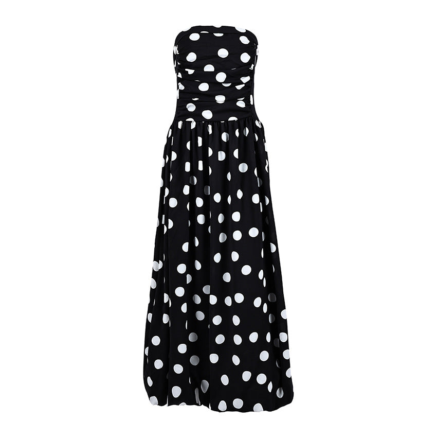 Summer New Polka-Dot Tube Top High-Waist Dress For Women