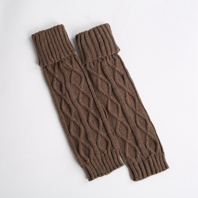 Knitted Wool Warm Leggings Mid-length Rhombus