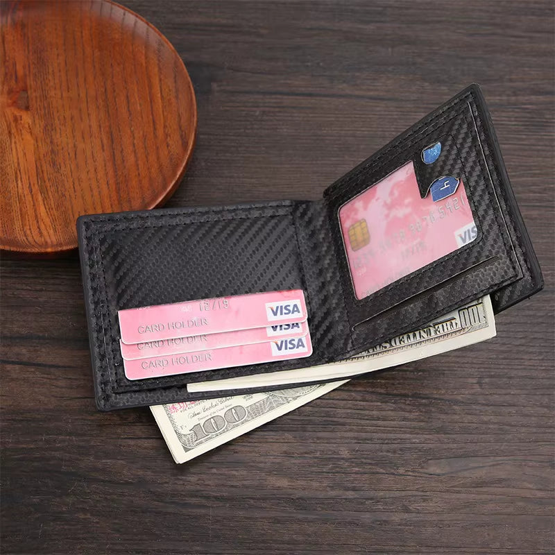 Black Large Capacity Wallet with Multiple Card Slots Simple Wallet Two Fold Men'S Wallet Thin Male Credit Card Holder