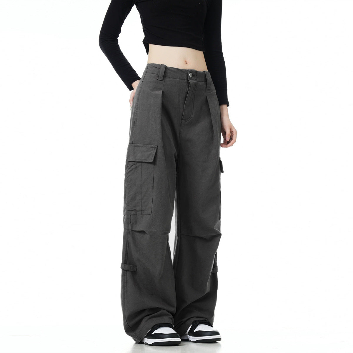 Vintage Crumpled Loose Wide-leg Overalls Cotton Overalls