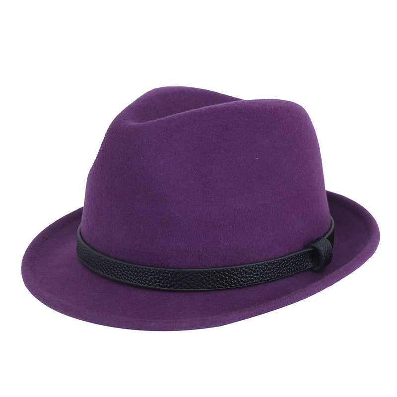 Autumn And Winter Pure Wool Rolled Edge Short Brim Bell British Gentleman Hat