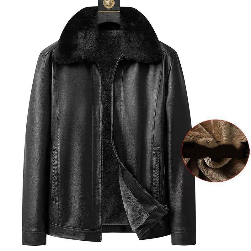 Fashion Personality Male Fleece-lined Leather Jacket